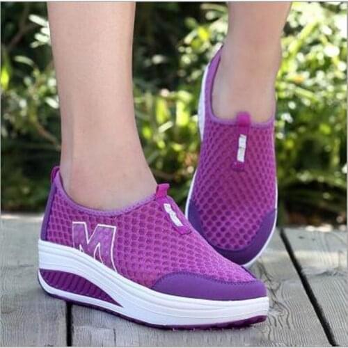 2021 Shoes Women Mesh Flat Shoes Sneakers Platform Shoes Women Loafers Breathable Air Mesh Swing Wedges Shoe Breathable Flats