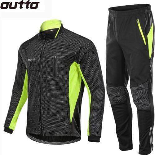 Winter Warm Fleece Riding Jacket and Pant Windproof Thermal Outdoor Sportswear Waterproof Man Racing Bicycle Hiking Cycling Sets