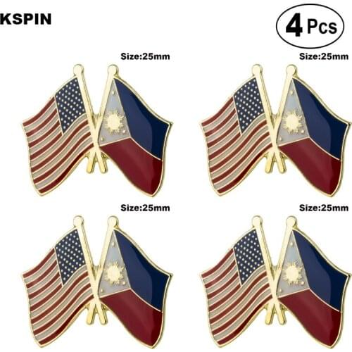 U.S.A.& Philippines Friendship Flag Pin Lapel Pin Badge Brooch Icons 4pcs
