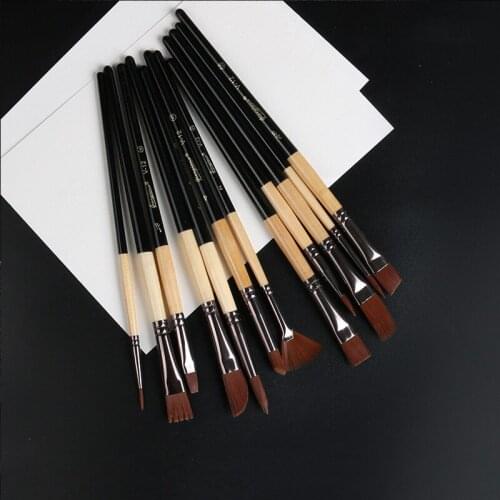 12 pcs Professional Paint Brushes Different Shape Nylon Hair Artist Painting Brush For Acrylic Oil Watercolor Art Supplies