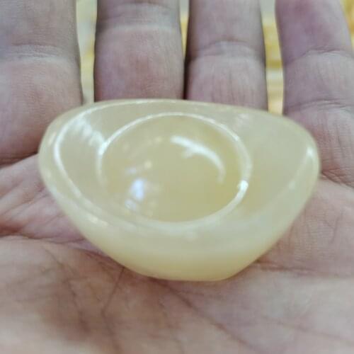 3pcs Natural Yellow jade carving shoe-shaped gold ingot for decorations 50mm