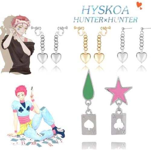 Anime Jewelry Earrings for Women Men Anime Cosplay Hunter x Hunter Hisoka Heart a Card Drop Earring