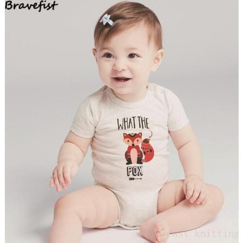 Lovely Cartoon Newborn Bodysuits For Boys Girls What The Fox Kids Jumpsuits Summer Children Clothes 0-24Months Outfits Onesies