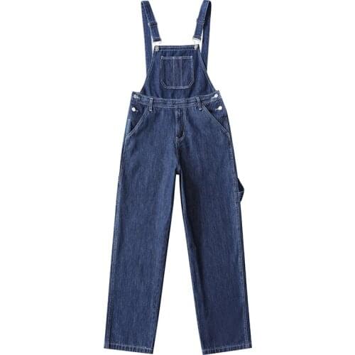Denim Overalls for Men Women Spring Autumn Streetwear Hip Hop Loose Straight Suspender Pants Casual Strap Pants Jumpsuits LY03