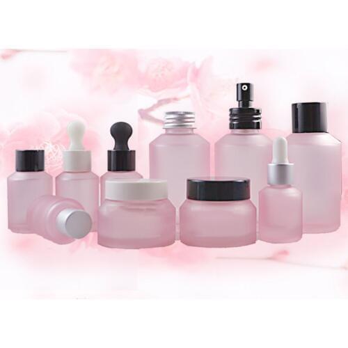 15g Cream Jar 30g Pink Spray Bottle 125ml Frosted Glass Dropper Bottle 15ml Black White Rubber Head Refiiable Toner Bottle 60ml