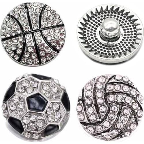 Football w356 Crystal 3D 18mm 20mm Metal Snap Button For Bracelet Necklace Interchangeable Jewelry Women Accessorie Findings