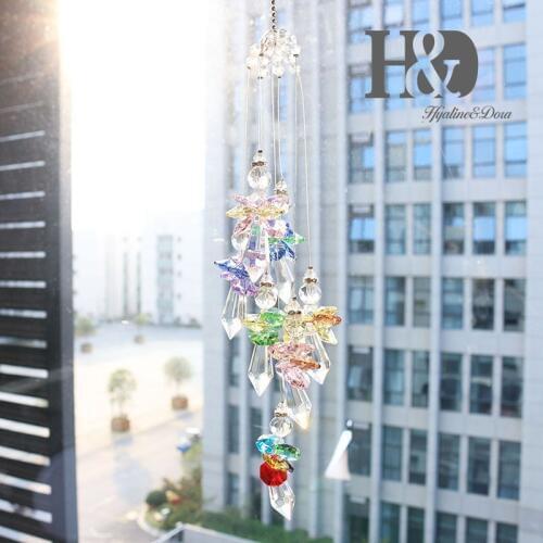 H&D Hanging Crystal Guardian Angel Window Sun Catcher Rainbow Maker 38mm Icicle Prism Pendant