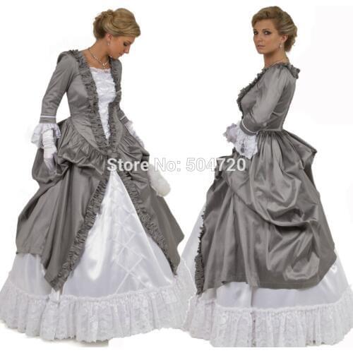 Tailored!Elegant Sliver Vintage costumes Victorian dresses 1860s Southern Belle War dress Halloween cosplay scarlettdress HL-152