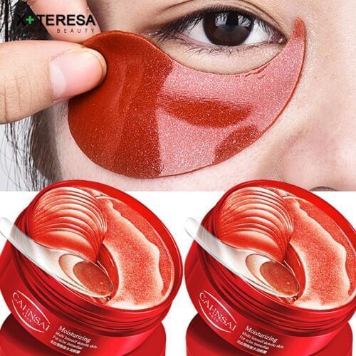Red Eye Mask Nourishing Collagen Eye Patches 60pcs Dark Circles Remove Whitening Anti-Aging Moisturizing For Eyes Skin Care