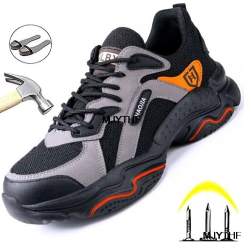 Breathable Indestructible Shoes Male Steel Toe Work Shoes Boots Anti-puncture Safety Shoes Male Shoes Adult Work Sneakers Pop
