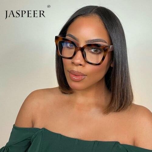 JASPEER Retro Square Computer Glasses Women Anti Blue Ray Gaming Eye Glass Men Blue Light Blocking Oversized Optical Frames