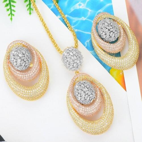 LARRAURI Luxury Disco Cubic Zircon Nigerian Necklace Earring Jewelry Sets For Women Wedding Indian Dubai Bridal Jewelry Sets