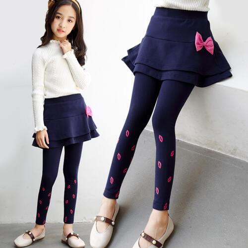 Girls Skirt-Pants 2020 Spring Autumn Children Legging Print Cake Skirts Fashion Girls Clothes Kids Trousers 4 6 8 10 12 13 Years