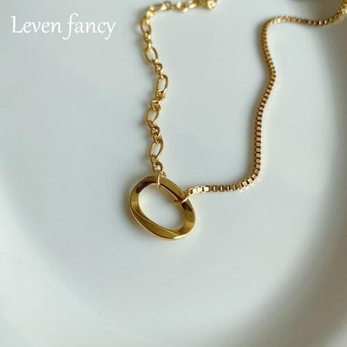 925 Sterling Silver Jewelry Summer Fashion Gift Short Chain Necklace Gold Box Chain Asymmetric Choker for Women Girls Gifts