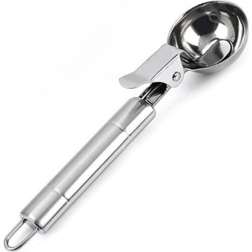 Ice Cream Spoon Stainless Steel Spring Handle Cookie Scoop Fruit Spoon Ice Cream Mashed Potatoes Watermelon Dig Ball Spoons