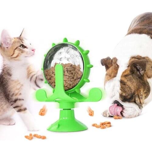 Cat Slow Feeder Windmill Treat Dispensing Dog Puzzle Toys Powerful Suction Cup Pet Treat Toy Puzzle Feeder Turntable Training