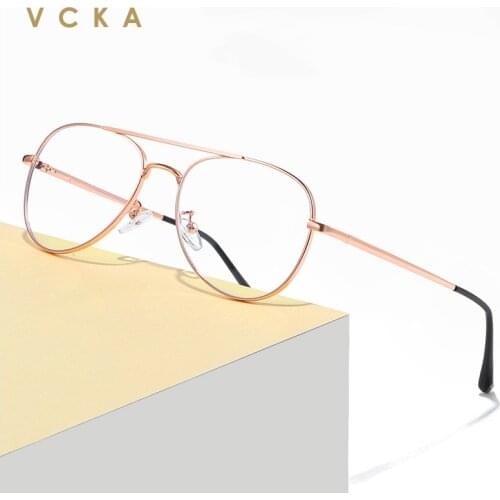 VCKA Titanium Alloy Men Classic Pilot Glasses Frame Women Fashion computer Myopia Prescription Anti-blue light Optical Eyewear