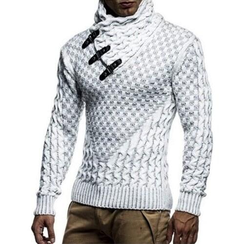 2021 Mens Fashion High Collar Slim Fit Sweater Youth Twist Handsome Sweater