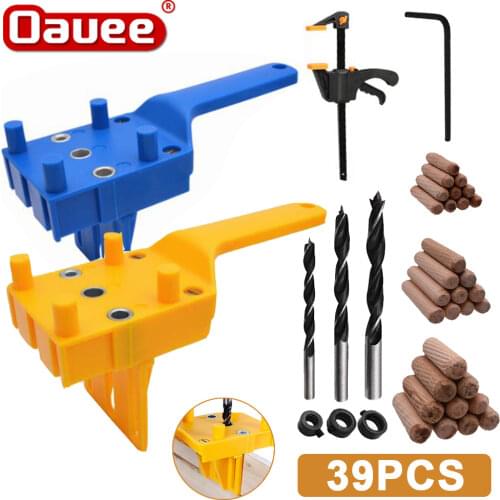 Handheld Pocket Hole Jig System 6/8/10mm Drill Bit Quick Wood Doweling Jig ABS Plastic Hole Puncher For Carpentry Dowel Joints