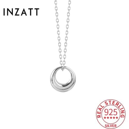 INZATT Real 925 Sterling Silver Round Choker Necklace For Fashion Women Minimalist Fine Jewelry Punk Accessories Drop Shipping