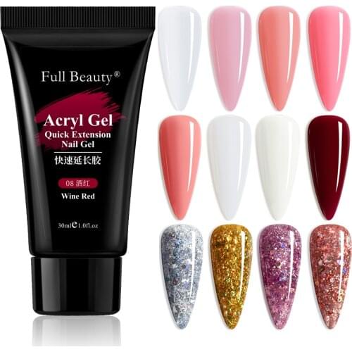 Poly Nail Gel For Extension Wine Red Nude Pink Nail Polish Quick Building Finger Acrylic Gel Varnish For Glitter Manicure LE1901