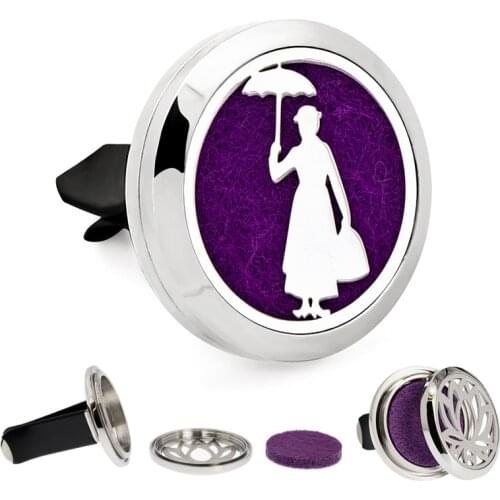 30mm Twist-off Car Aroma Diffuser 316L Stainless steel Freshener Essential Oil Diffuser Car Clip Aromatherapy locket