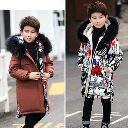 -30 Degrees Winter Down Jackets for Girl 2020 Children Clothes Warm Coat Boy Clothing Kids Hooded Thicken Long Double-wear Parka