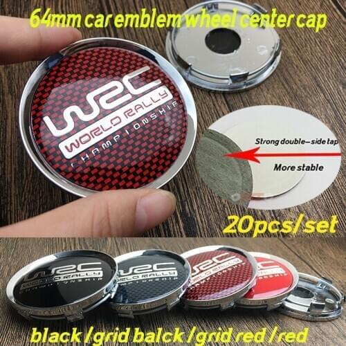 Dust-proof 64MM Wheel Hub Cap Rim Covers Badge 6.4CM Car Accessorie Chrome Base Aluminum Sticker Emblem 20pcs/set For WRC logo