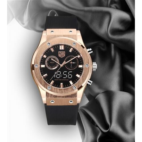 Luxury Watch TVG Waterproof Dual-Screen Watch Noble Rose Gold Color Matching Silicone Strap