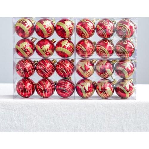 Christmas ball decoration drop ball 6cm red light box ball 6 pack Christmas decoration scene layout colored ball