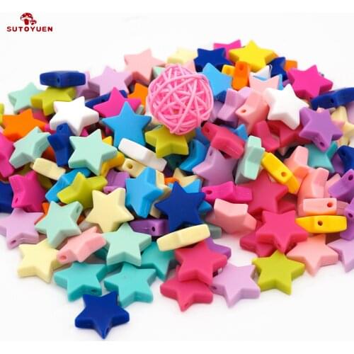 Sutoyuen BPA Free Silicone Beads Star Shape 30pcs 25mm Safe Teething Beads Bracelet Toy Pacifier DIY Accessory Baby Teether