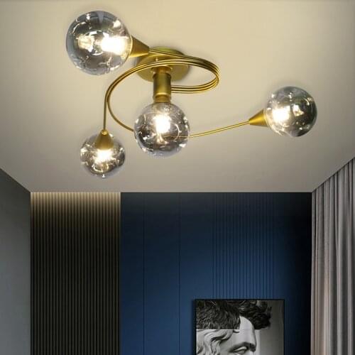 Nordic ceiling lamp for Living Room Bedroom Multi-Heads scandinavian light Home gold glass ceiling light kitchen circle led lamp