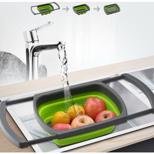 Collapsible Kitchen Colander Fruit Vegetable Strainer Drainer Washing Basket Plastic Drain Vegetable Basket
