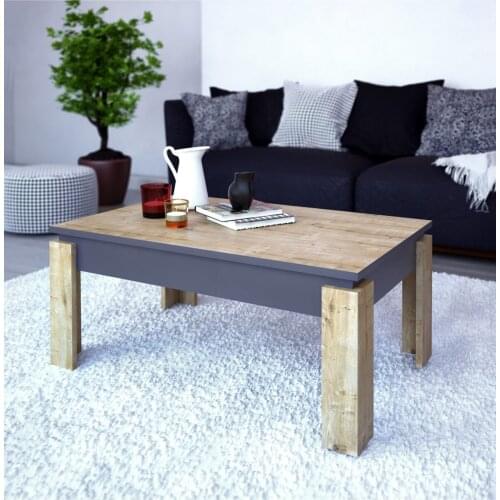 Modern MANHATTAN MEDIUM COFFEE table 90 SAFİR OAK DARK GRAY coffe table