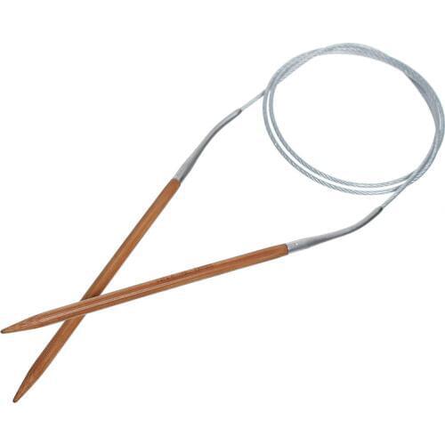 DoreenBeads Natural Bamboo & Stainless Steel Circular Knitting Needles Weave Sweater knitting Tools 80.5cm Long,1Pair