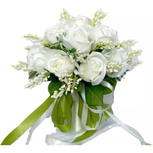 Bridal Wedding Bouquet Artificial Flower Bouquets Off White Handmade Flowers