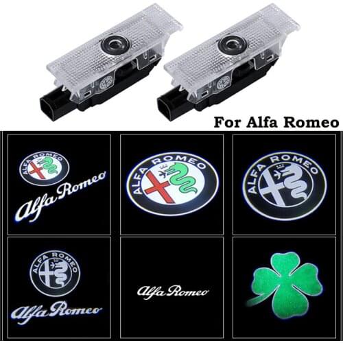 2pcs FOR Alfa Romeo LED Car Door Welcome Light Logo Projector Giulia Giulietta Mito Stelvio Brera 147 156 159 car-styling