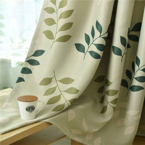 Blackout Curtain leaf Printed Drapes For Living Room Bedroom Kitchen Balcony Pastoral Fresh Sheer for Window Decoration