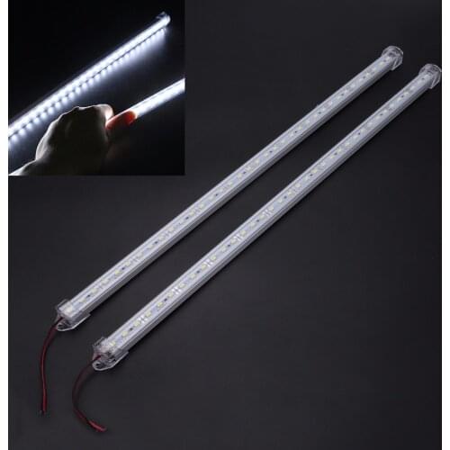 2pcs 50cm 5630 36LED 12V DC Car Auto Interior Strip Light Bar Van Caravan Cold White Strip Lamp DIY Accessories