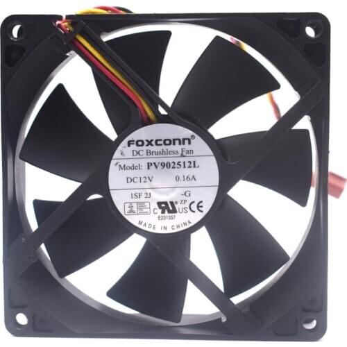 PV902512L For FOXCONN DC 12V 0.16A 3-wire 92x92x25mm Server Cooling Fan 9cm