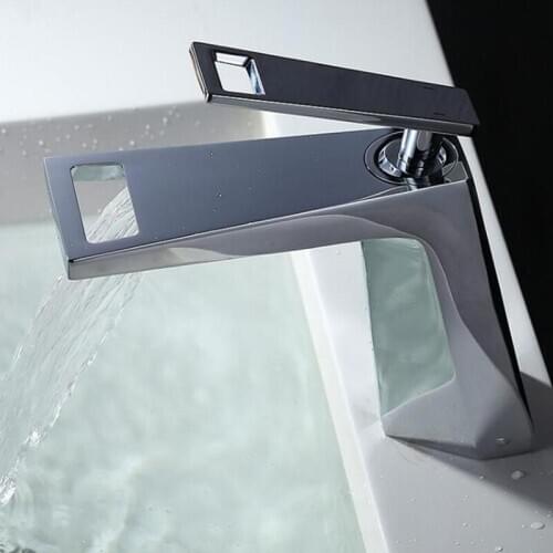Vidric Fashion unique design brass chrome finished bathroom single lever hot and cold sink waterfall faucet basin faucet
