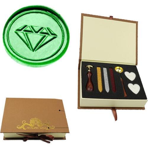 Vintage Diamond Custom Picture Logo Wedding Invitation Wax Seal Sealing Stamp Rosewood Handle Set