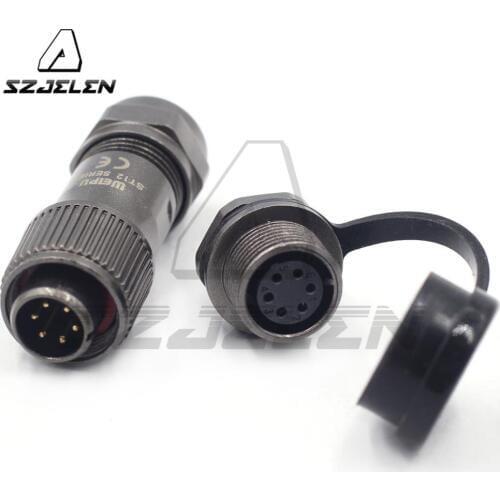 WEIPU ST12 series 6 pin Wire Connector LED Power Rear-nut Waterproof Connector Plug & Socket Male and Female IP67