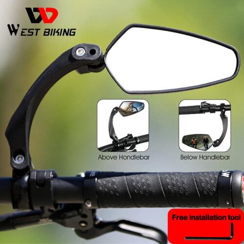 WEST BIKING HD Bicycle Rearview Handlebar Mirror Wide Angle MTB Road Electric Bike Scooter Cycling Accessories Rear View Mirrors