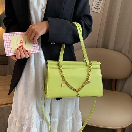 Women PU Leather Crossbody Bags 2021 Luxury Brand Ladies Green Blue Chic Shoulder Bag Chain Handbags Totes Shopper Crossbody Bag