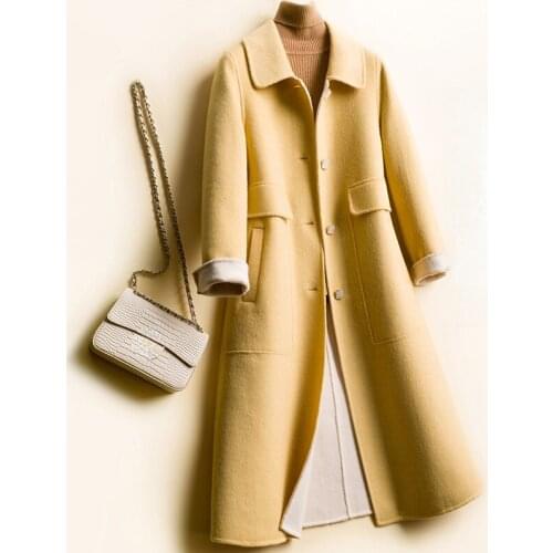 100% Wool Coat Women Autumn Winter Long Korean Coats Female Loose Elegant Overcoat Casaul Womens Clothing Manteau Femme WPY4258