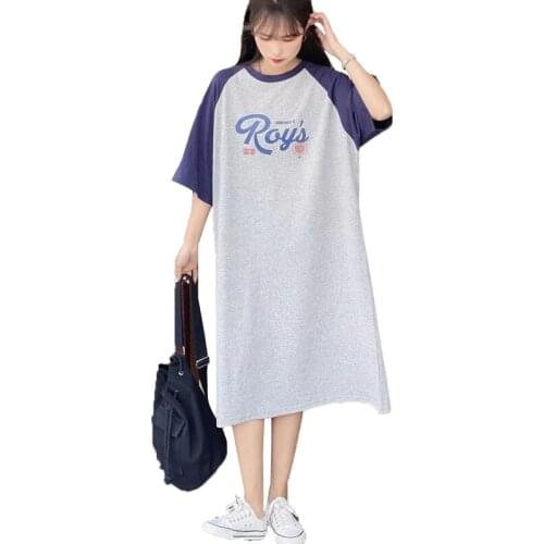 NYFS 2021 New Korean Woman Dress Loose Printing O-neck Long Dress Vestidos Robe Elbise Summer Dress