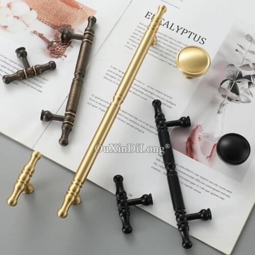 1PCS Brass Furniture Handles Cupboard Pens Drawer Pulls Minimalism T-bar Cabinet Knobs Wardrobe Hardware GF456
