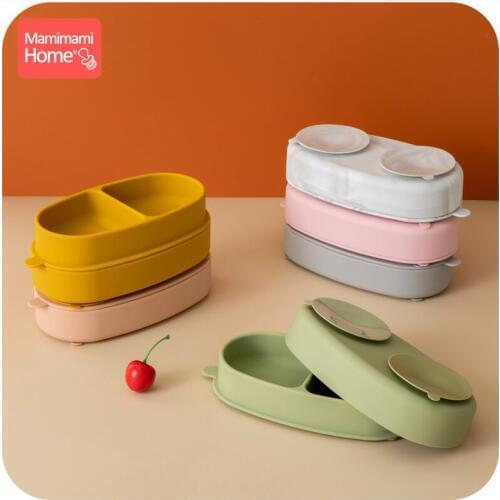 1pc Silicone Baby Feeding Bowl Double lays Food Grade Silicone Tablewares Food Dinnerware Feeding Dinner Bowls ChildrenS Goods