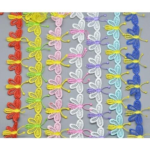 2Yards Multicolor Butterfly Lace Trim Ribbon Edge Polyester Embroidery Sewing Fabric DIY Craft Supplies Handmade Decor